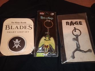 Rick and Morty elder scrolls rage keychains