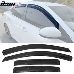 Fits 2020-2025 Nissan Sentra 4PCS Window Visors Smoke Acrylic Side Rain Deflectors