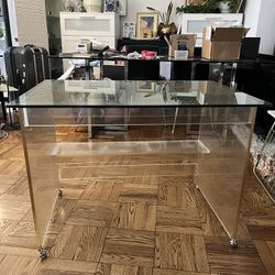 Acrylic Glass Top Rolling Desk