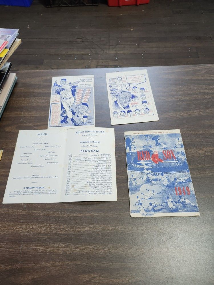 Red Sox Program And Score Card 1949 & 2 1961 & 1962 Union Leader fund Inc. Baseball