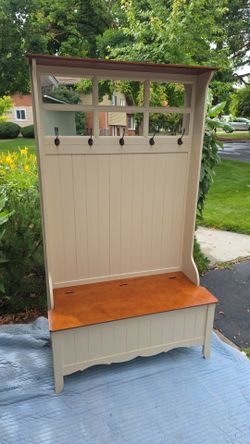 Entry Way Coat Rack Storage Bench
