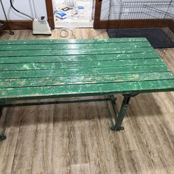 Green Table With Solid Iron Base 