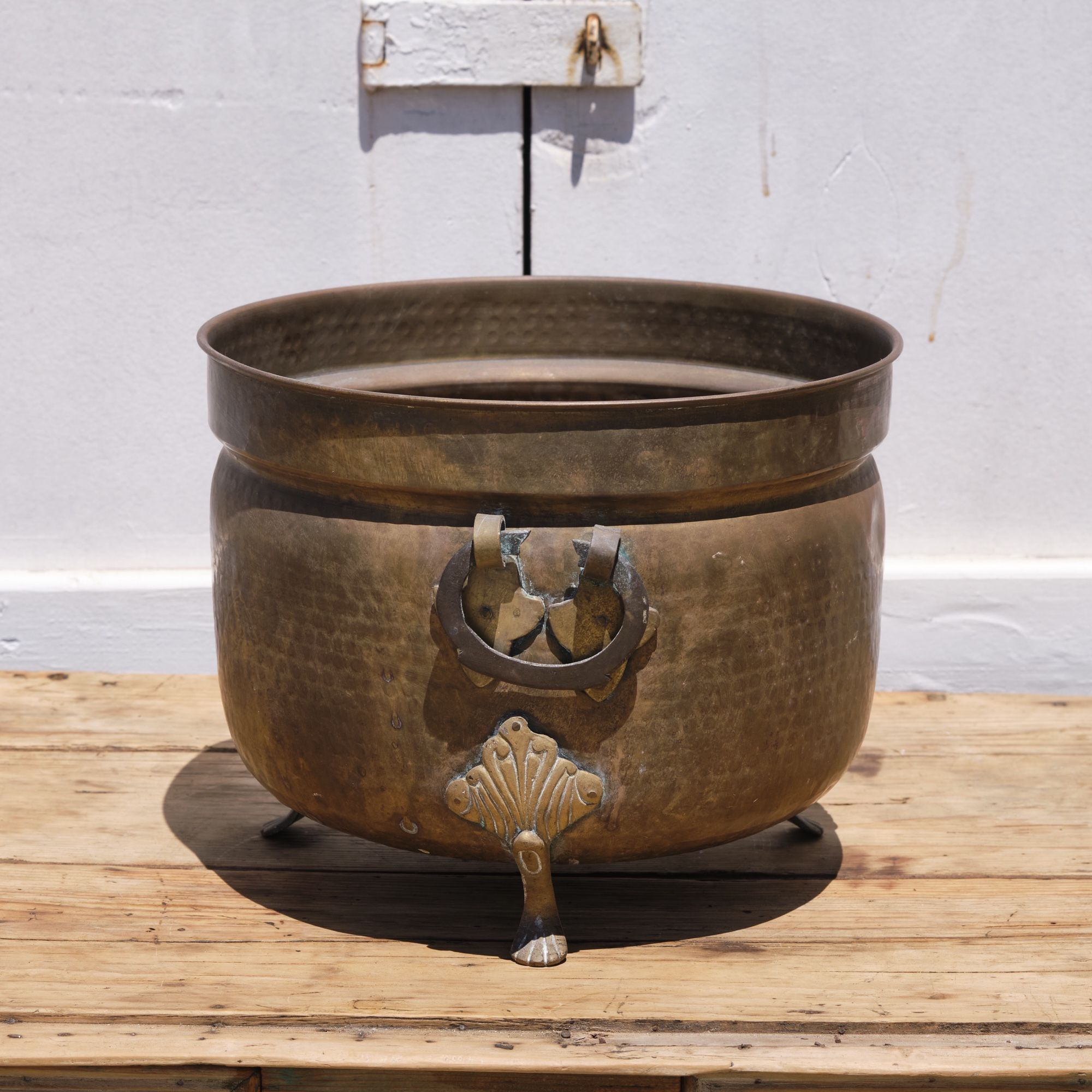 Vintage Footed Brass Indoor Planter