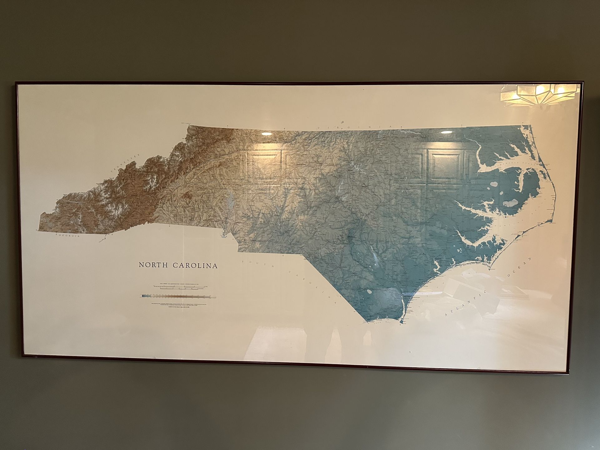 Large-Scale Topographical Map Of North Carolina