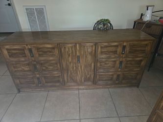 Vintage 1980s Lacks Dresser with Double Mirror & Matching Nightstand – Solid Set!