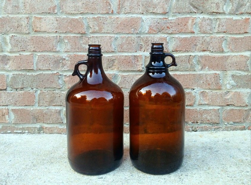 Vintage 1-Gallon Amber Glass Apothecary Jugs