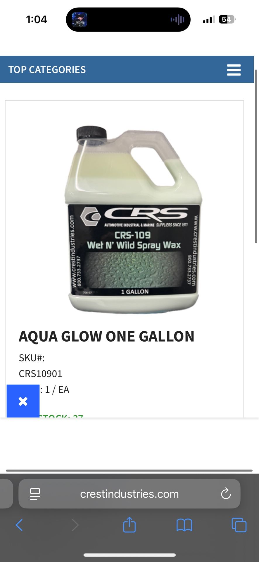 CRS Aqua Glow Spray Wax