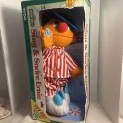 90s Sesame Street Sing and Snore Ernie Talking Singing plush Doll Tyco as is