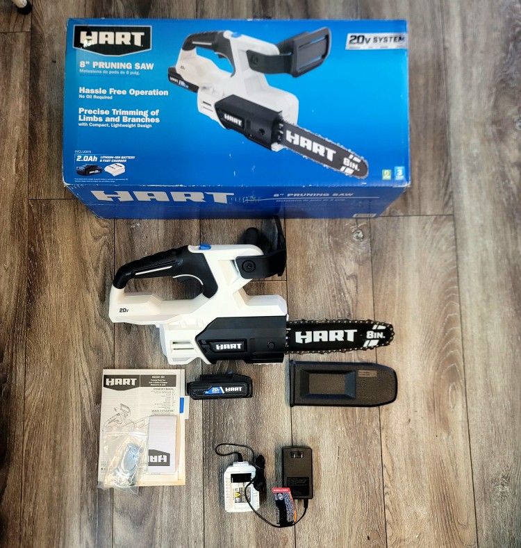 HART 20 Volt 6-inch Battery-Powered Pruning Chainsaw Kit, (1) 2.0Ah Lithium-Ion Battery (BRAND NEW OPEN BOX)