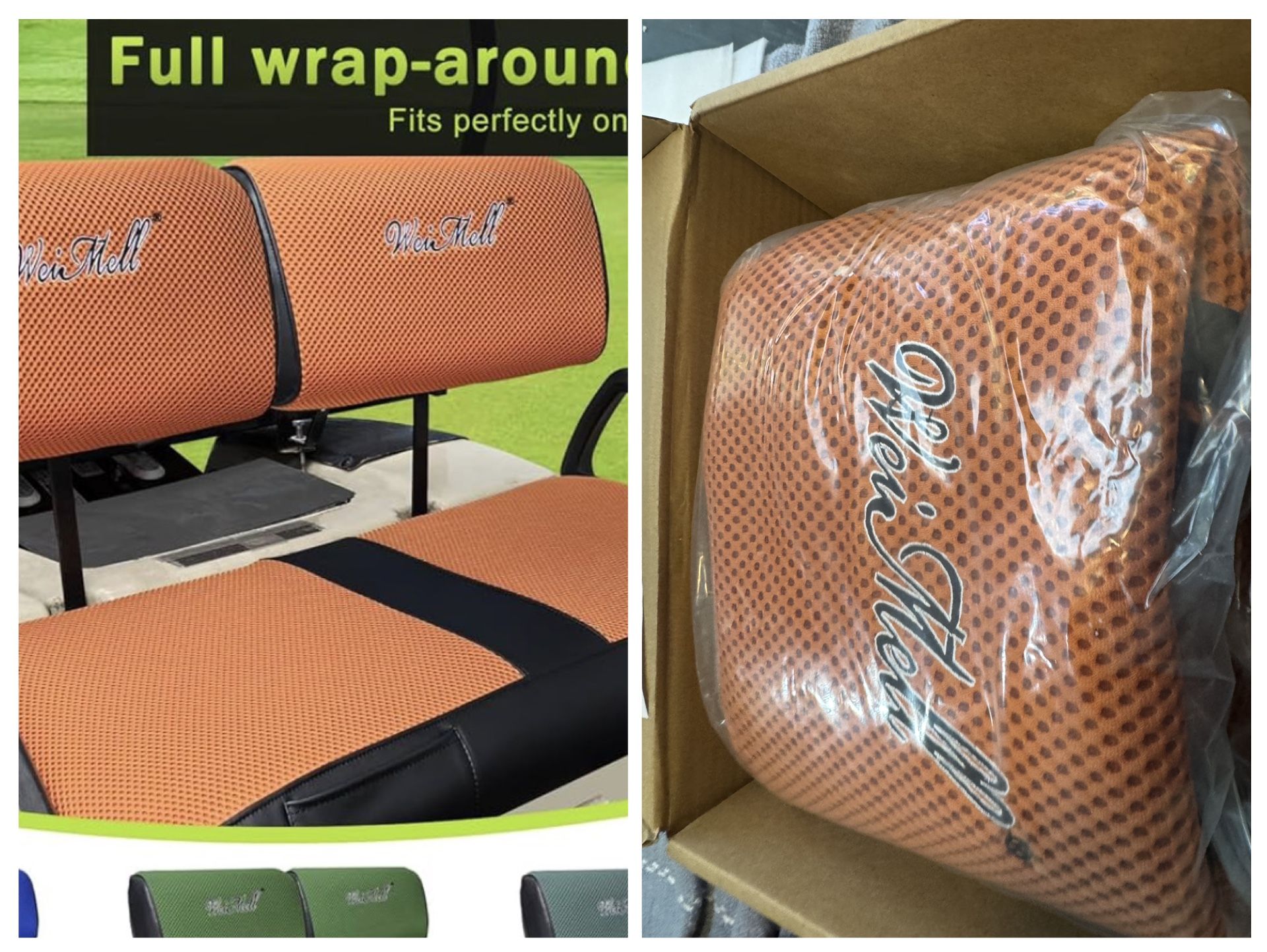 Golf Cart Seat Covers Fit Club Car DS 2000 Before Front Seat Covers for Regular Cushion Breathable Thicken Mesh with Vinyl Leather No Nail Gun Easy to