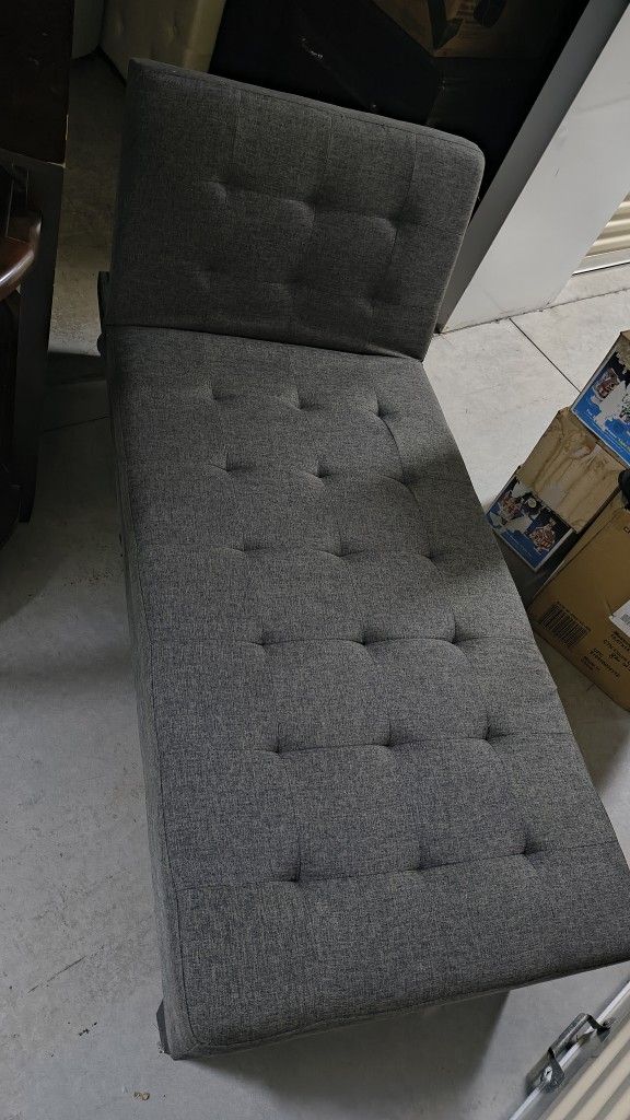Chaise Lounge Chair Gray Linen