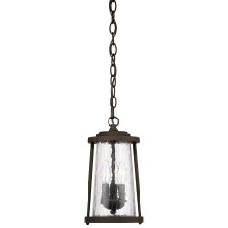 Minka Lavery 71224-143 Chain Hung Oil Rubbed Bronze Light With Crackeled Glass