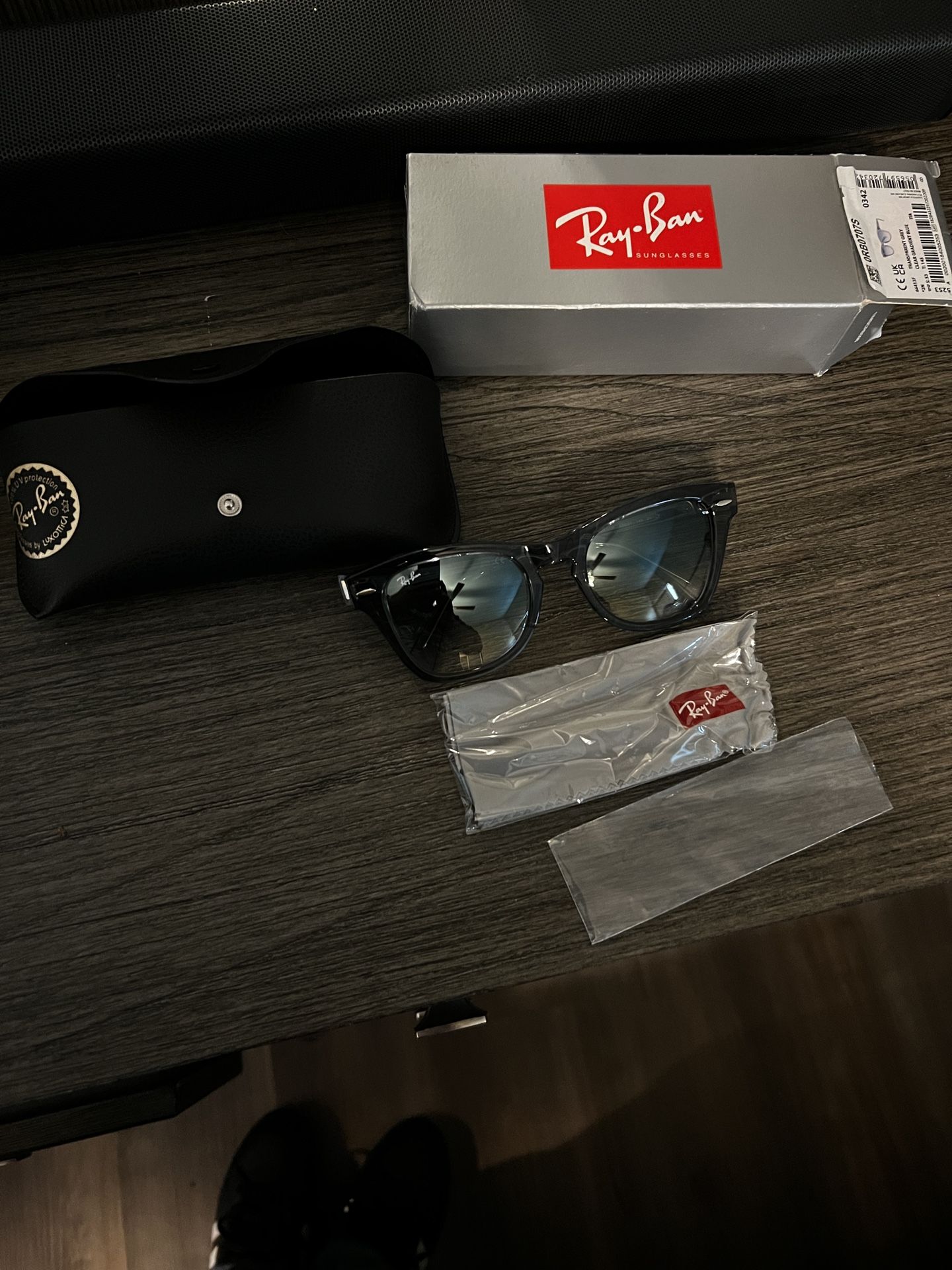 Ray Ban Transparent Grey Frame Clear Blue Gradient Sunglass RB0707SF 6641/3F