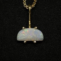 The City Lights 18k Gold Australian Opal Necklace Jewelry 18” 1mm Box Chain