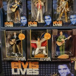 6 ELVIS LIVES Collectable Ornaments With Display Case