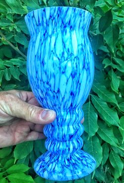 Unmarked antique Czech Spatter art glass Art Deco vase