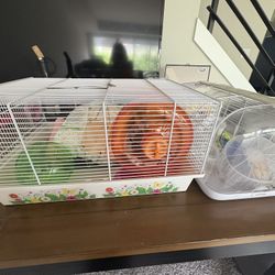 2 Free Hamster Cages + Toys, Wheels, Bowls & Bedding