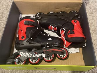Rollerblade Microblade Boy's Adjustable (Size 5-8) Fitness Inline Skate, Black and Red, Junior, Youth Performance Inline Skates