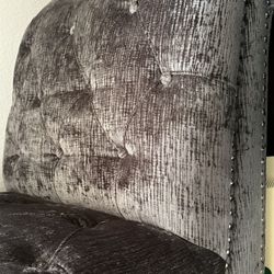 Dark Grey Polyester Tufted Armless Chaise Lounge with Nailhead