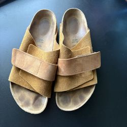 Birkenstock Women's Kyoto Suede Sandals Camel Sand Ladies 10 Men 8 Slide On