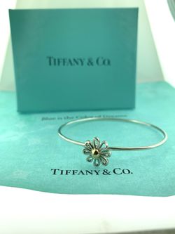 Tiffany & CO 18k and silver daisy bangle bracelet