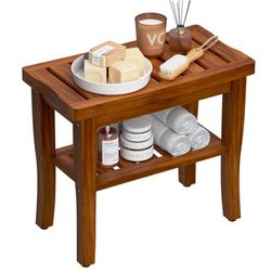 Teak shower bench