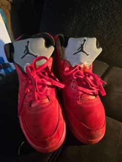 Jordan 5 red retro suede