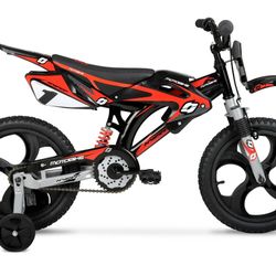 USED 16" Hyper Moto Bike, 16" Mag Wheels, Training Wheels, Child Bicycle, Ages 5-7 Years, Black/Red