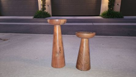 Wooden Candle Holder (x2)
