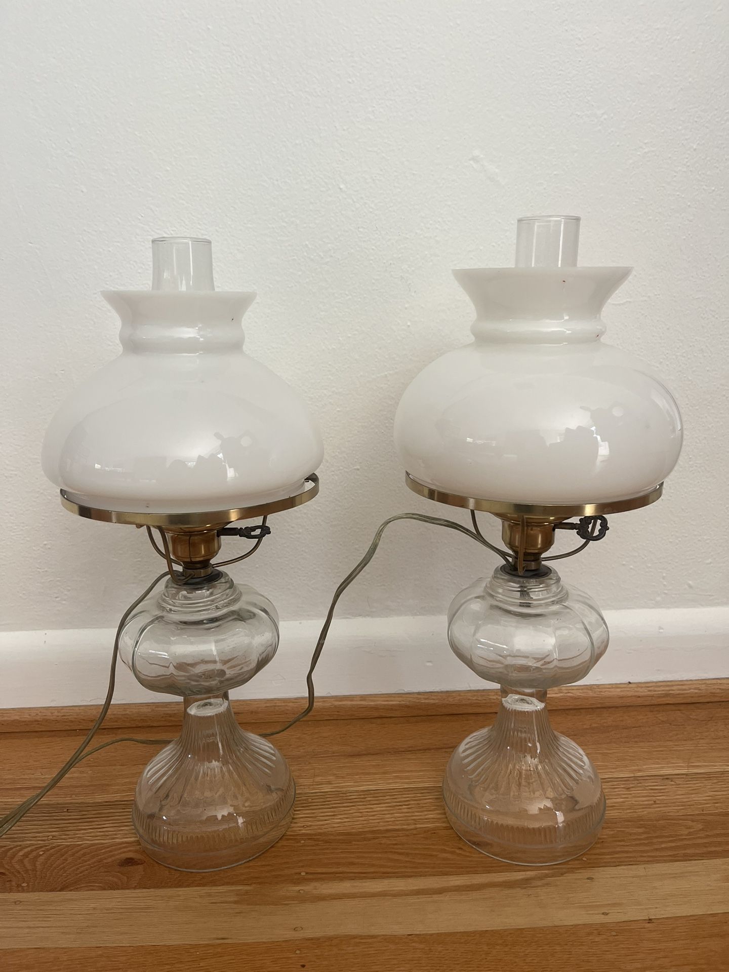 Pair Of Antique Lamps (Oil Lamp Style)
