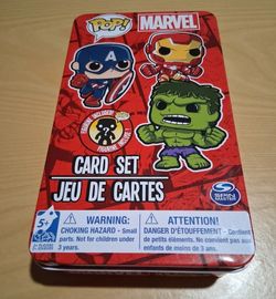 New Funko Pop Marvel Card Set in Collectible Tin, 54 cards and 1 mini funko pop Keychain