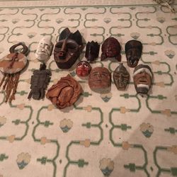 Mask Collection Vintage Magnificent. Priced per piece separately, please ask for individual mask prices. Dhurrie Rug $245-