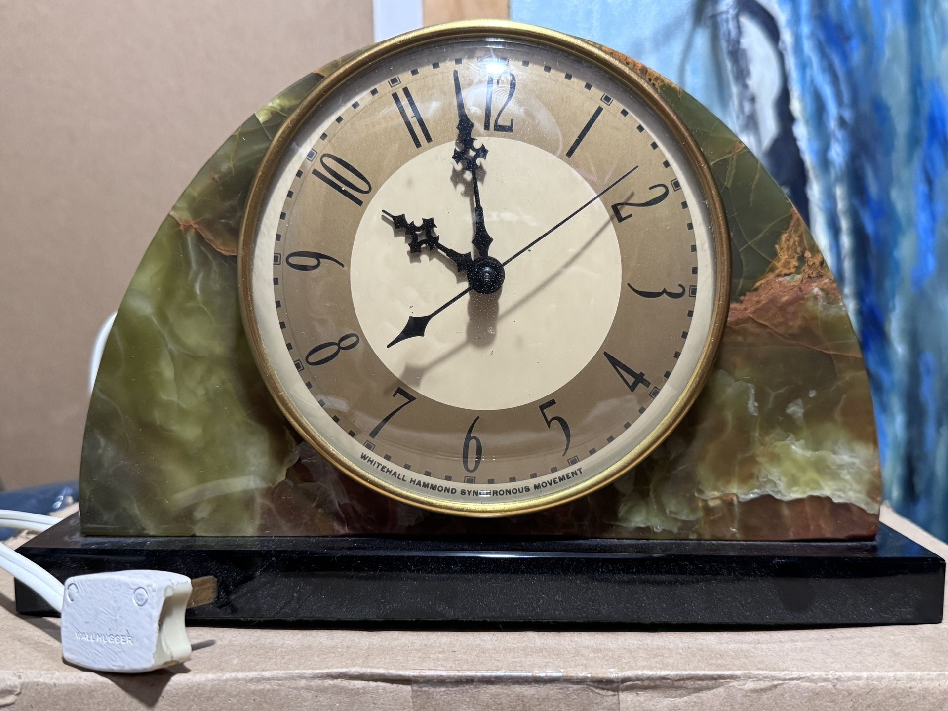 Vintage Whitehall Hammond Synchronous Marble & Brass Mantel Clock