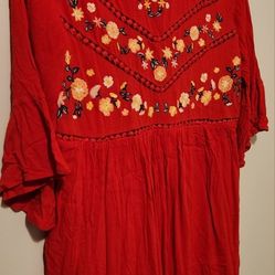 Red Floral Boho Dress