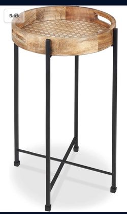 Round Wood & Metal Side Table