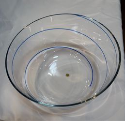 Crate & Barrel crystal bowl with blue swirl