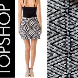 Topshop Aztec Geometric Print A Line Mini Skirt Size 8