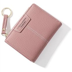 Brand New Womens Small Wallet Mini Purse Bifold Slim Card Case Holder Zipper Coin Pocket Y- Pink