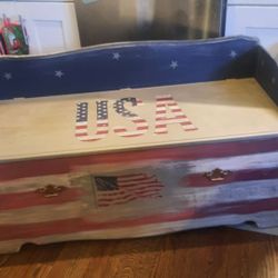 Handmade solid wood storage bench $75