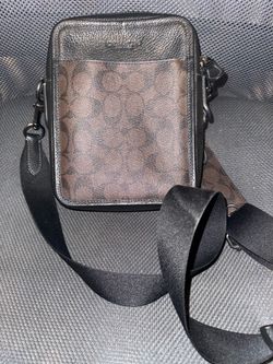 Coach dark brown leather mens crossbody bag