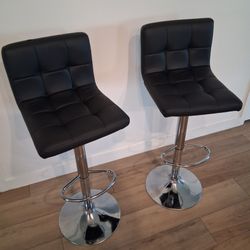 2 Modern Black Adjustable Stools