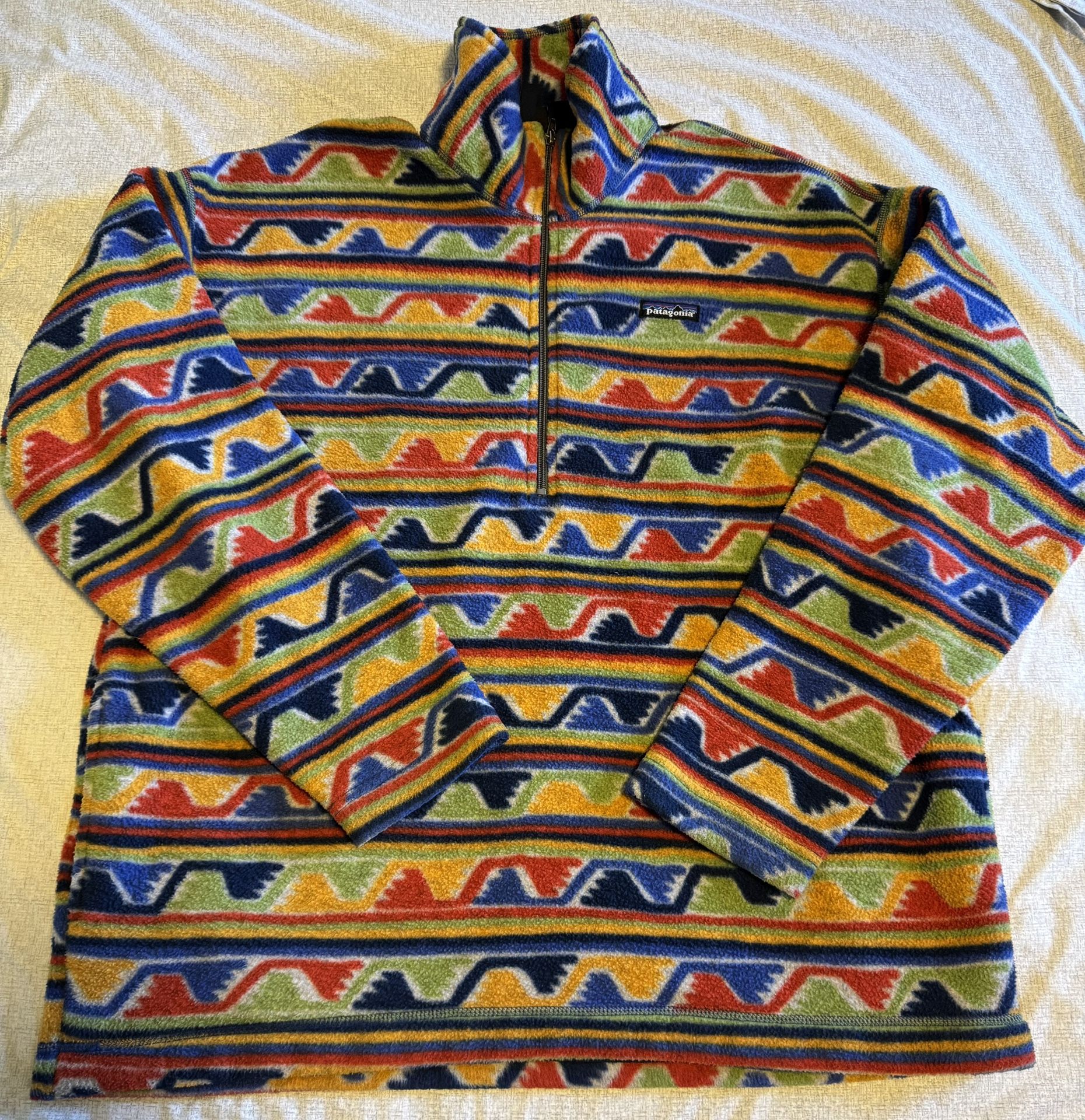 Patagonia Size Large Synchilla Made USA 1/4 Zip Vintage Tribal Aztec