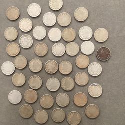 Lot Of 43 Liberty V Nickels 1(contact info removed) And 7 Buffalo Nickels US Coins Worn As Shown