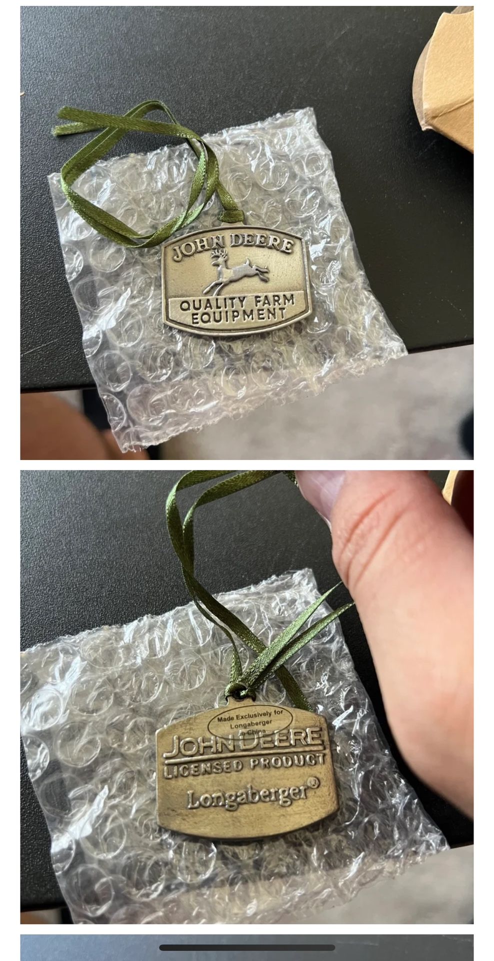 Longaberger 2007 John Deere Pewter Tie-On