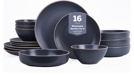 🔥 SAVE BIG! Stone Lain 16-Piece Dinnerware Set – Charcoal - ONLY $65! 🔥