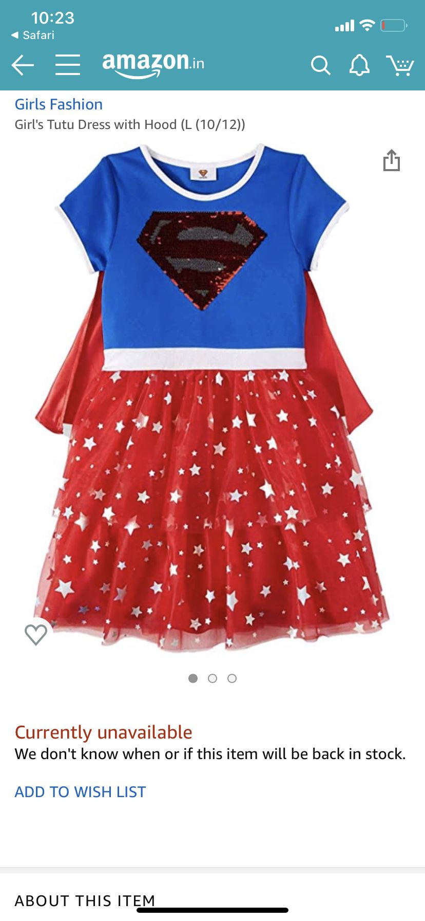 Girls superwoman tutu dress