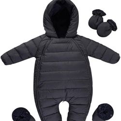 Y·J Back home Waterproof Down Filled Baby Snowsuit Fleece Lined Winter Coat, Light Weight, With Gloves&Shoes 