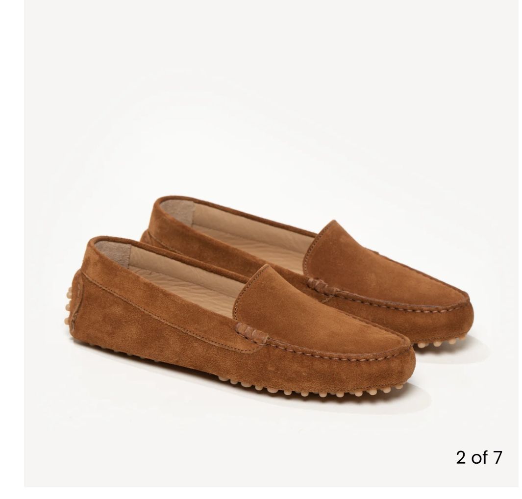 M.Gemi The Felize Suede tan cognac moccasin slip on driver loafer 39.5
