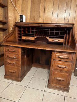 Antique Oak Roll Top Desk