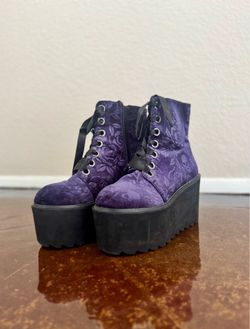 Killstar Vampire's Kiss Velvet Platform Boots - Plum